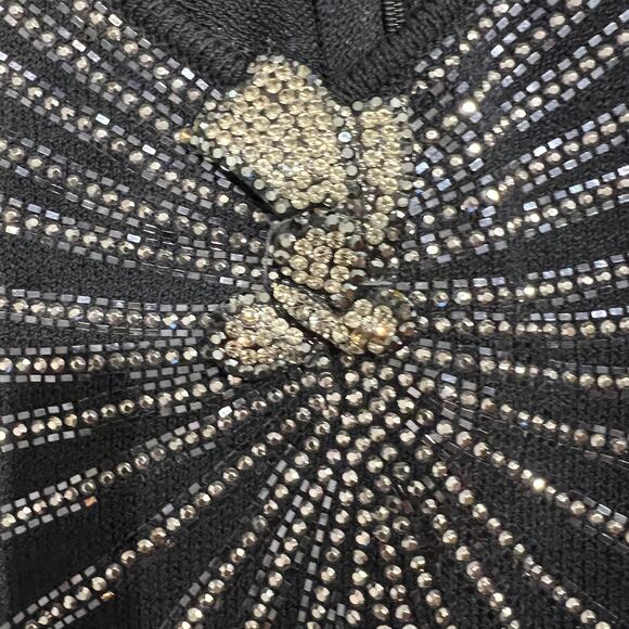 ST.JOHN EVENING Women's Beaded Sequin Embellished Midi Dress Size 6 In Black - Picture 6 of 7